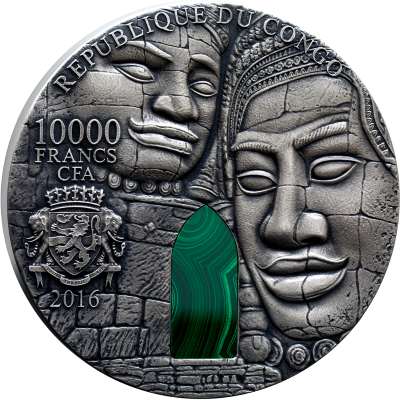 ANGKOR WAT Malachite Silver Coin